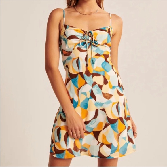 Abercrombie & Fitch Cinch Front Slip Mini Dress Small - Picture 1 of 12